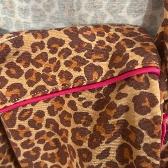 Nordstrom Leopard Print Pajama Set with Red Trim - Picture 2 of 6